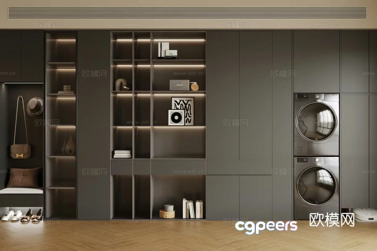 Modern Italian storage cabinet living room glass decoration cabinet light luxury Italian decoration cabinet glass door storage cabinet 3D model