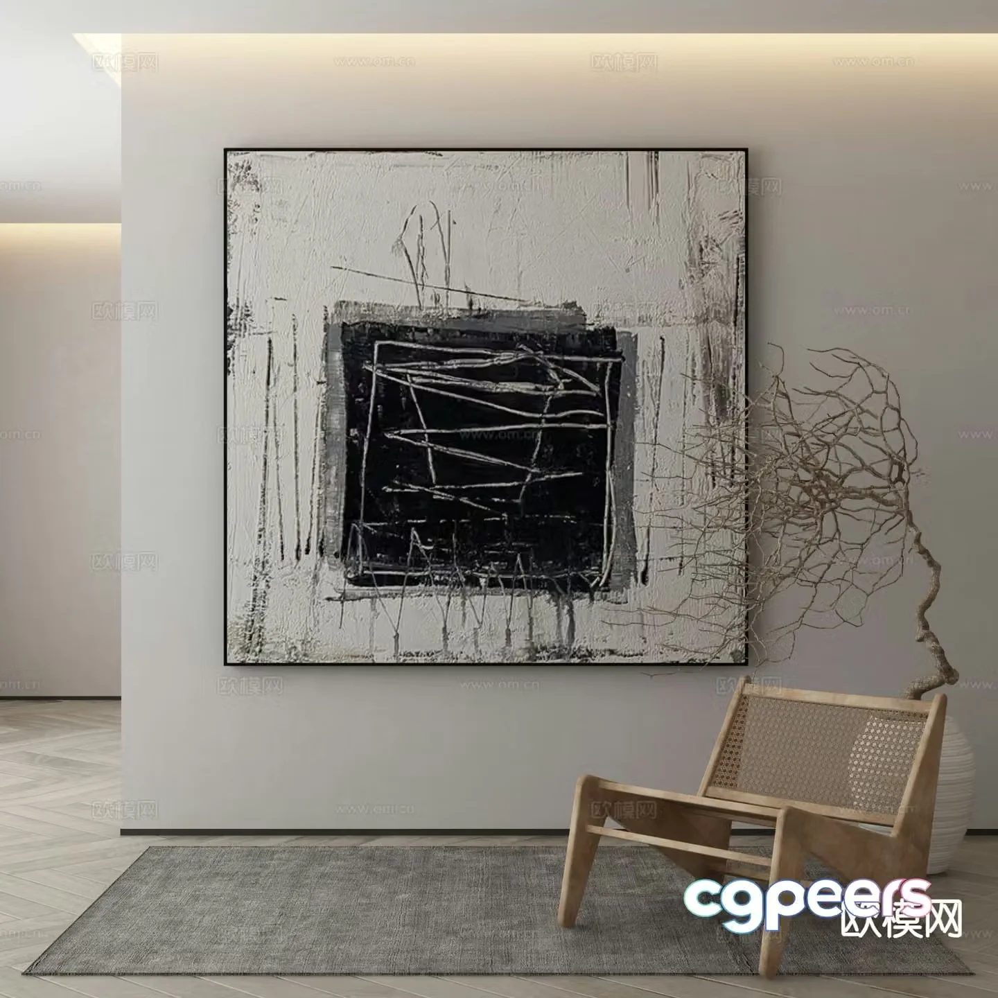 Modern decorative painting abstract painting 3d model