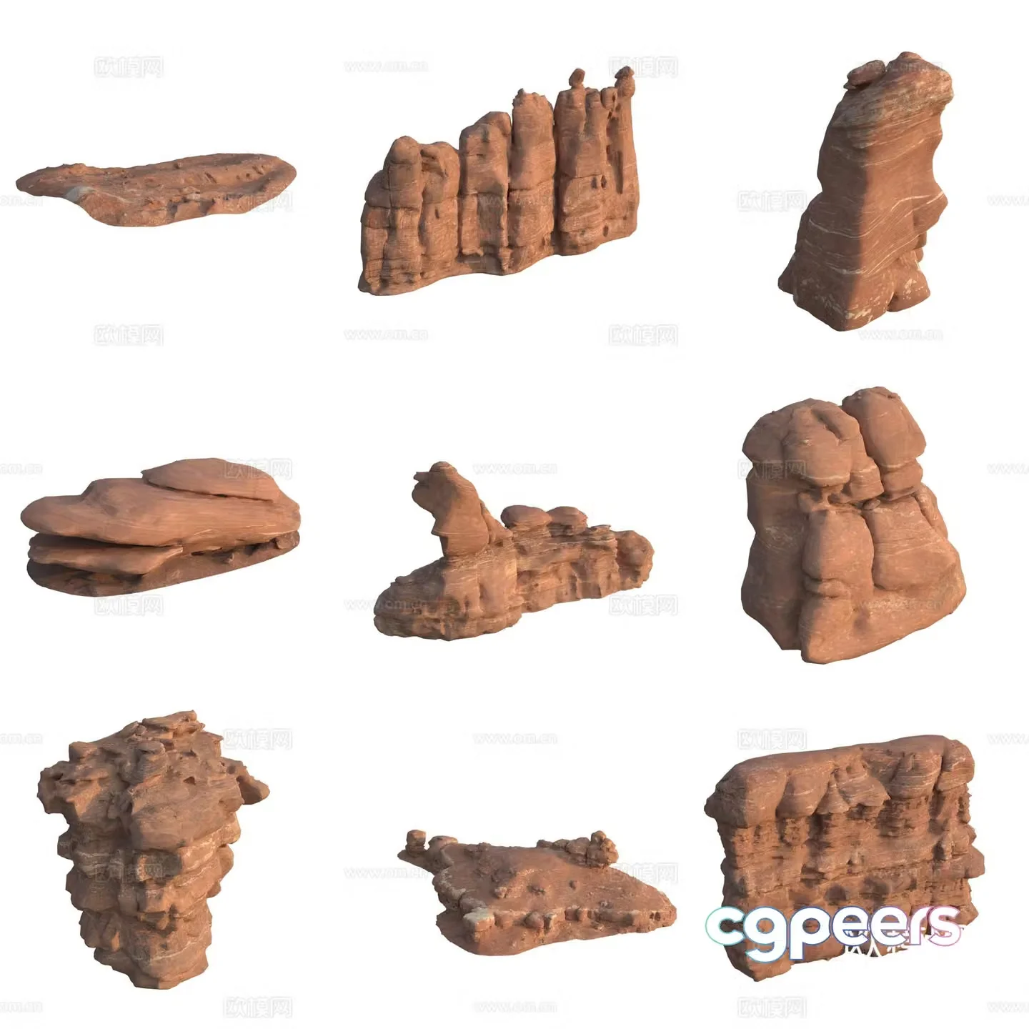 Sandstone large stone stone wall boulder 3D model
