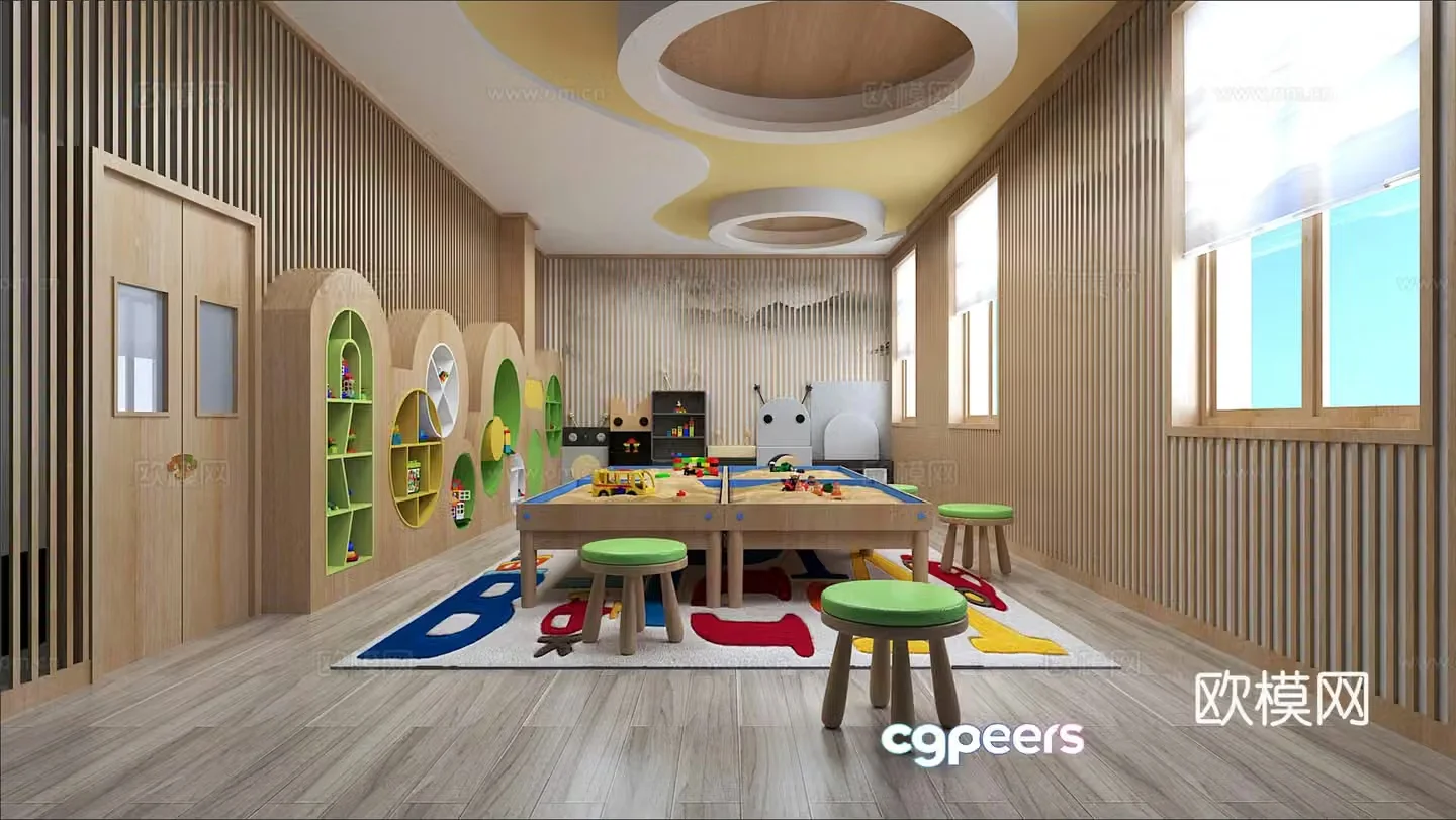 Modern kindergarten children’s activity room 3D model