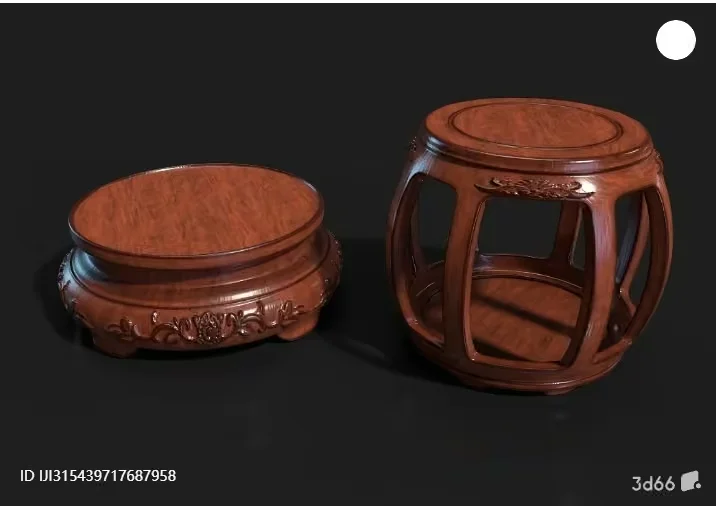 Wooden Stool 3D Model – 325 – VRAY Render