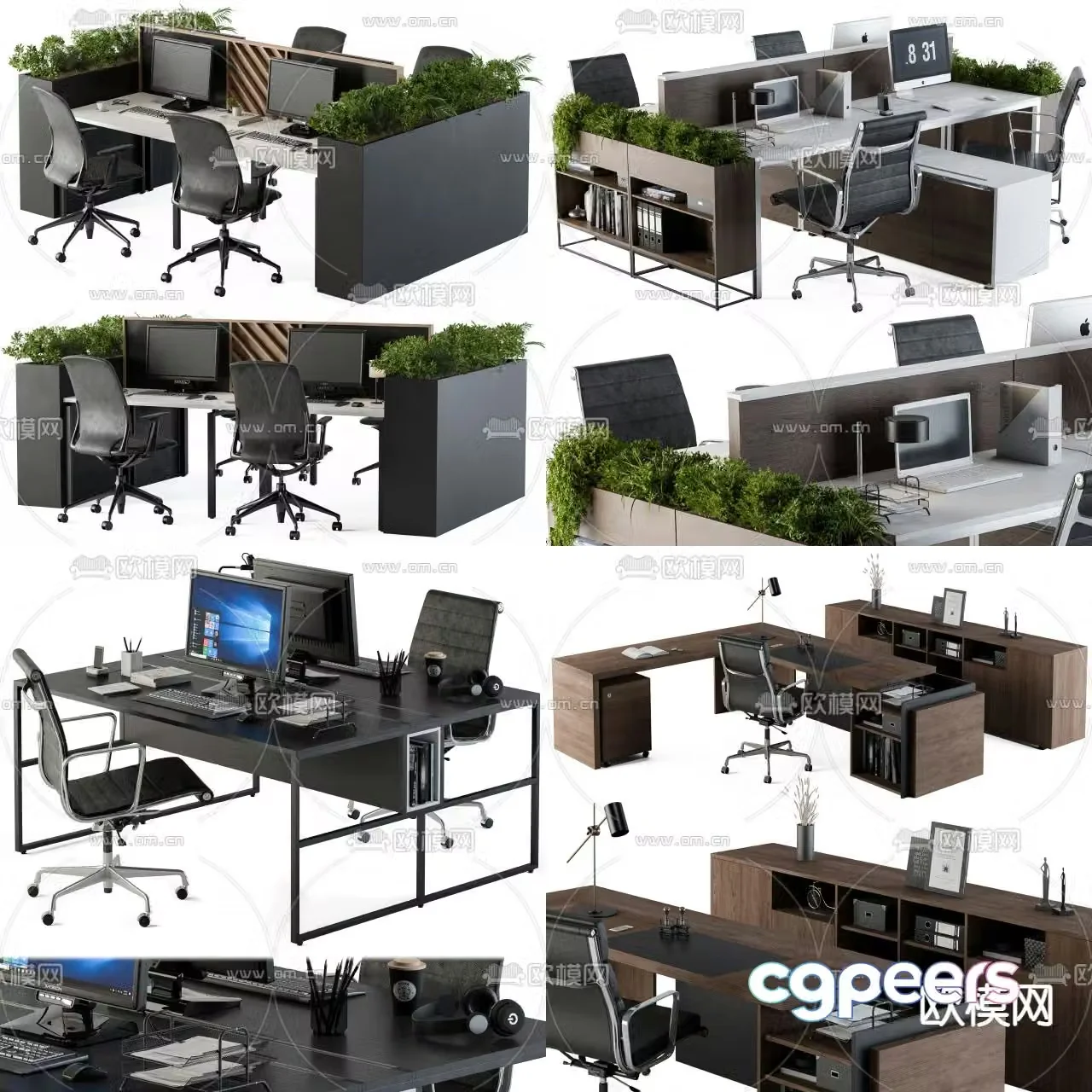 Office desk chair card slot desk table 3D model