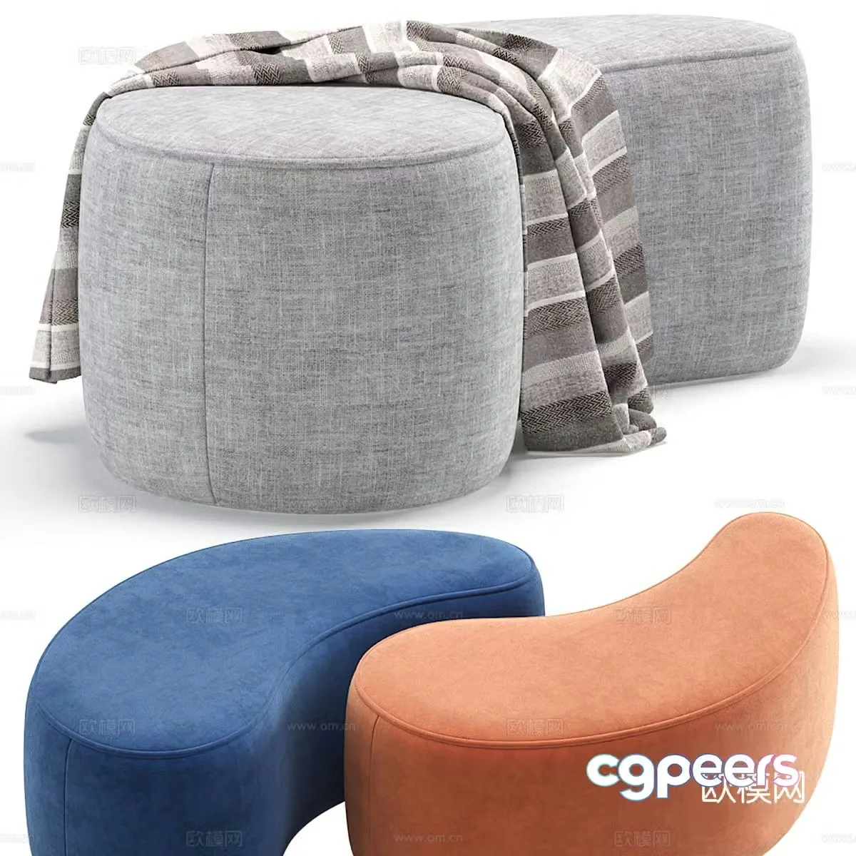 Stool sofa stool shoe changing stool footrest 3D model