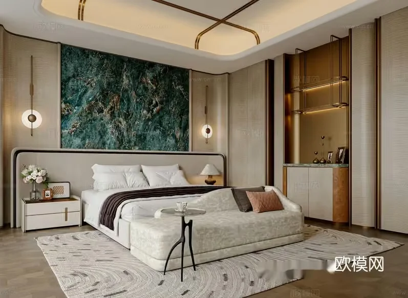 Cozy Modern Bedroom 3D Model – 17961 – VRAY Render