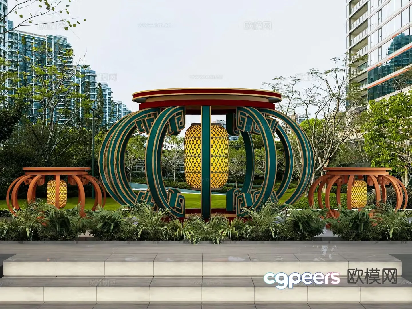 Outdoor sculpture landscape sculpture 3d model