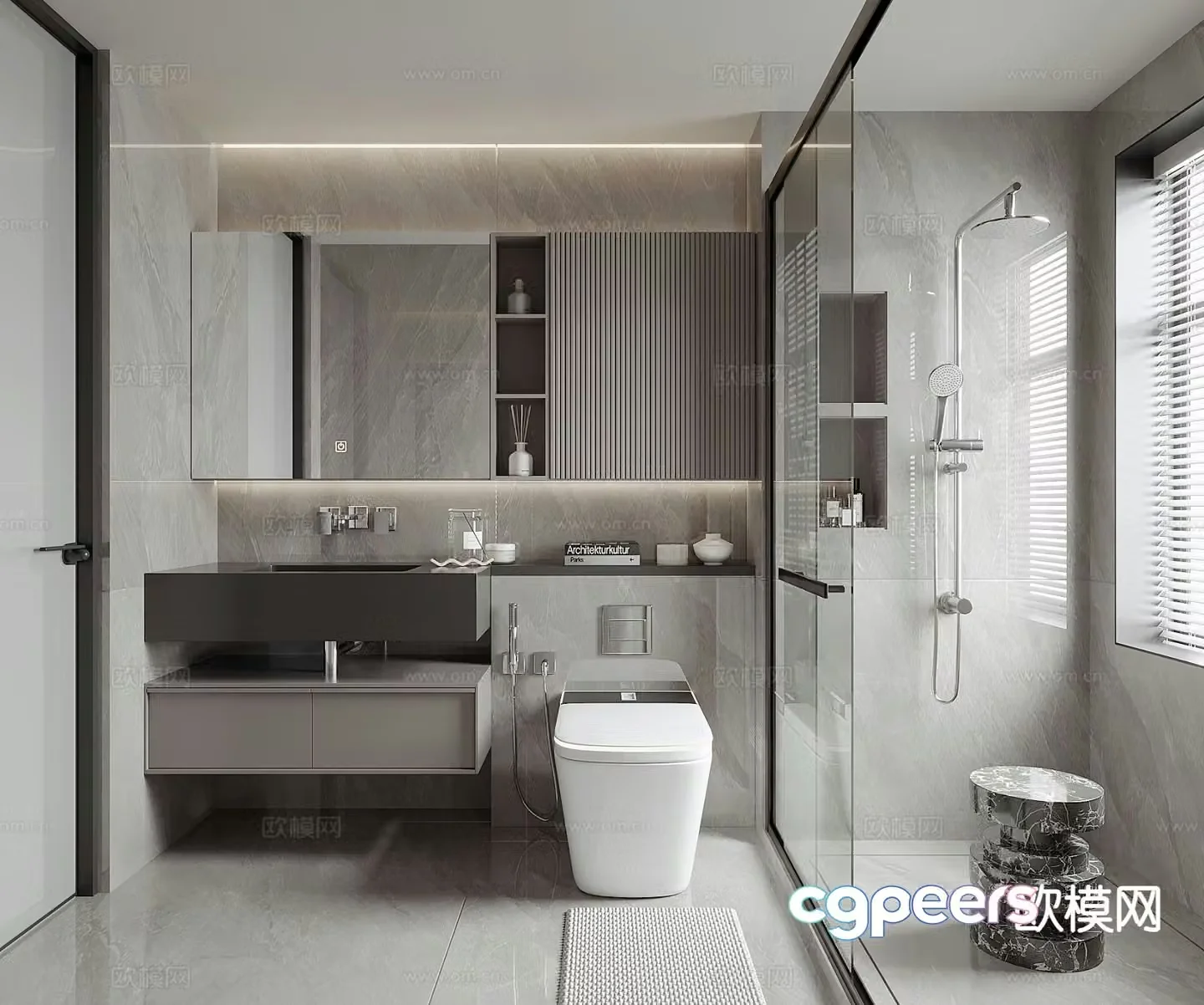 Premium gray bathroom bathroom 3d model