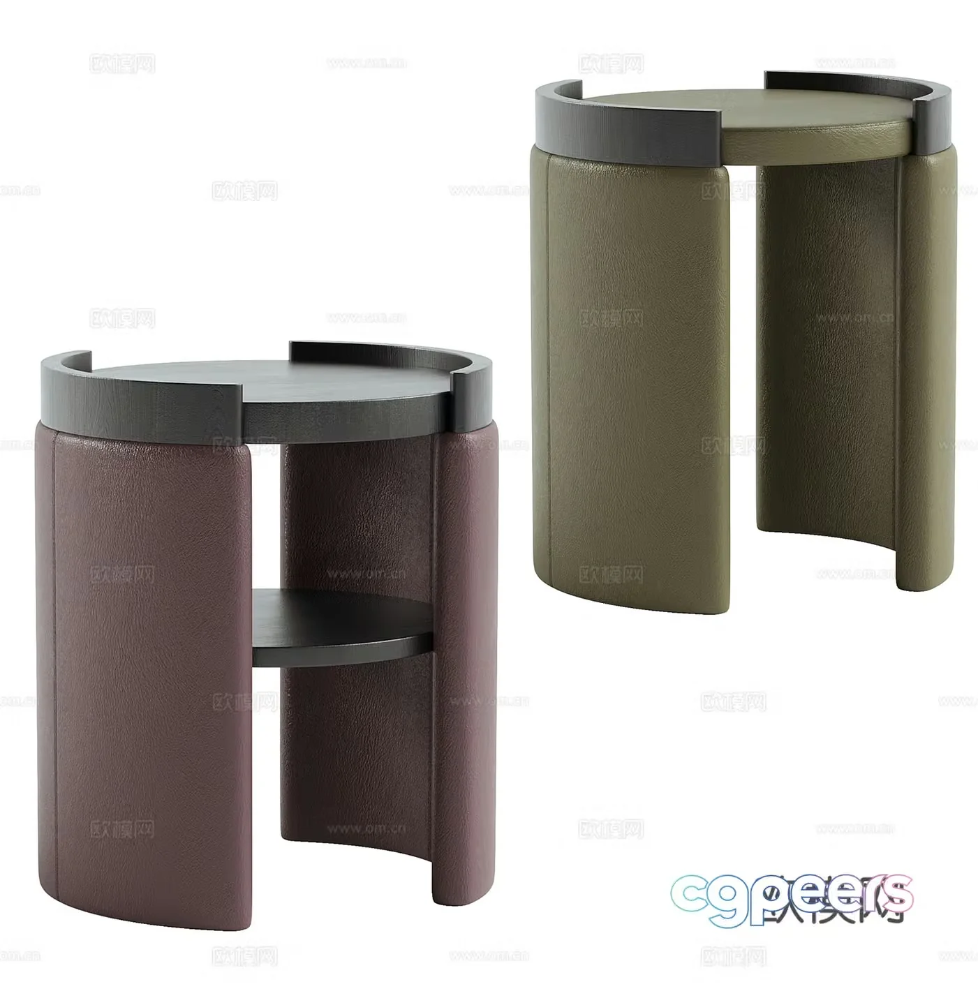 Modern leather bedside table collection 3d model