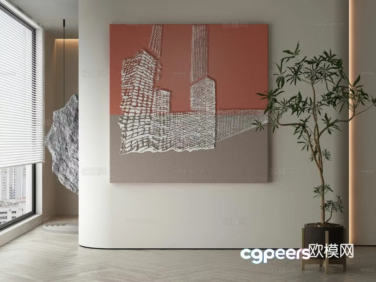 Modern Wasabi abstract hanging painting 3d model