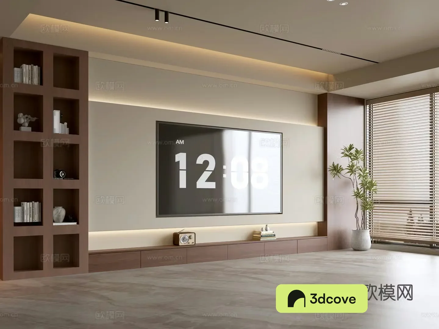 Wasabi Middle Style TV Cabinet TV Background Wall Overall Cabinet TV Background Wall Medal Style 3D Model
