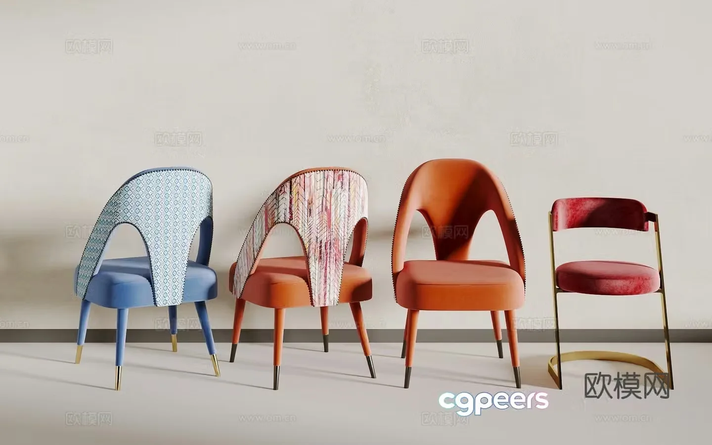 Light luxury dining chair 3D model