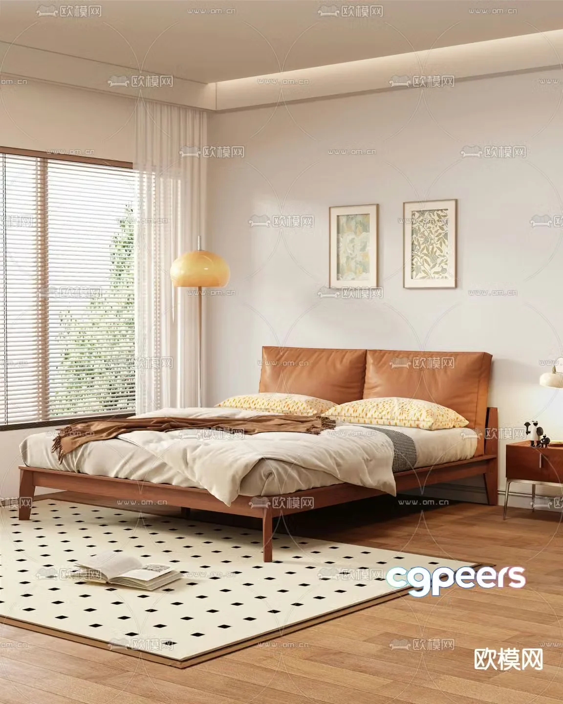 Nordic double bed 3d model