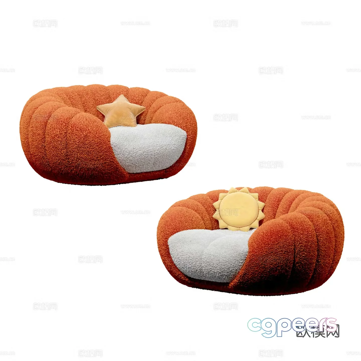 Modern cartoon pumpkin children lazy sofa 3d model
