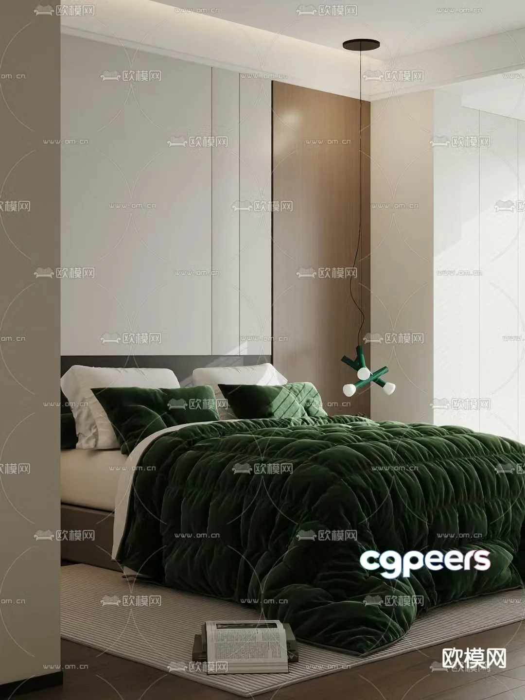 Italian double bed 3d model
