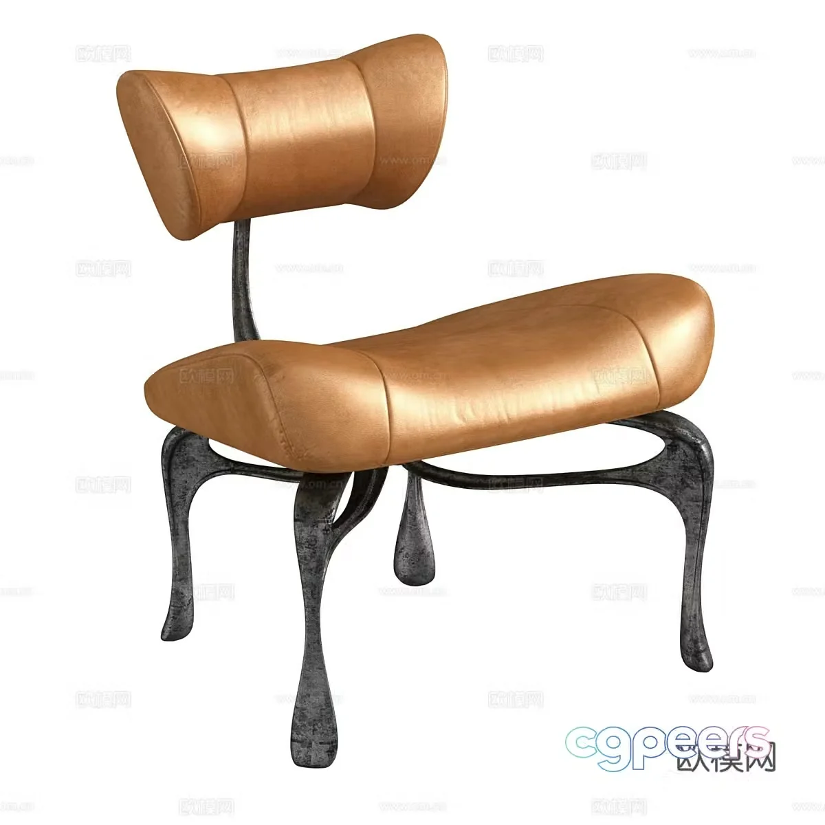 Modern Italian light luxury leather lounge chair 3d model