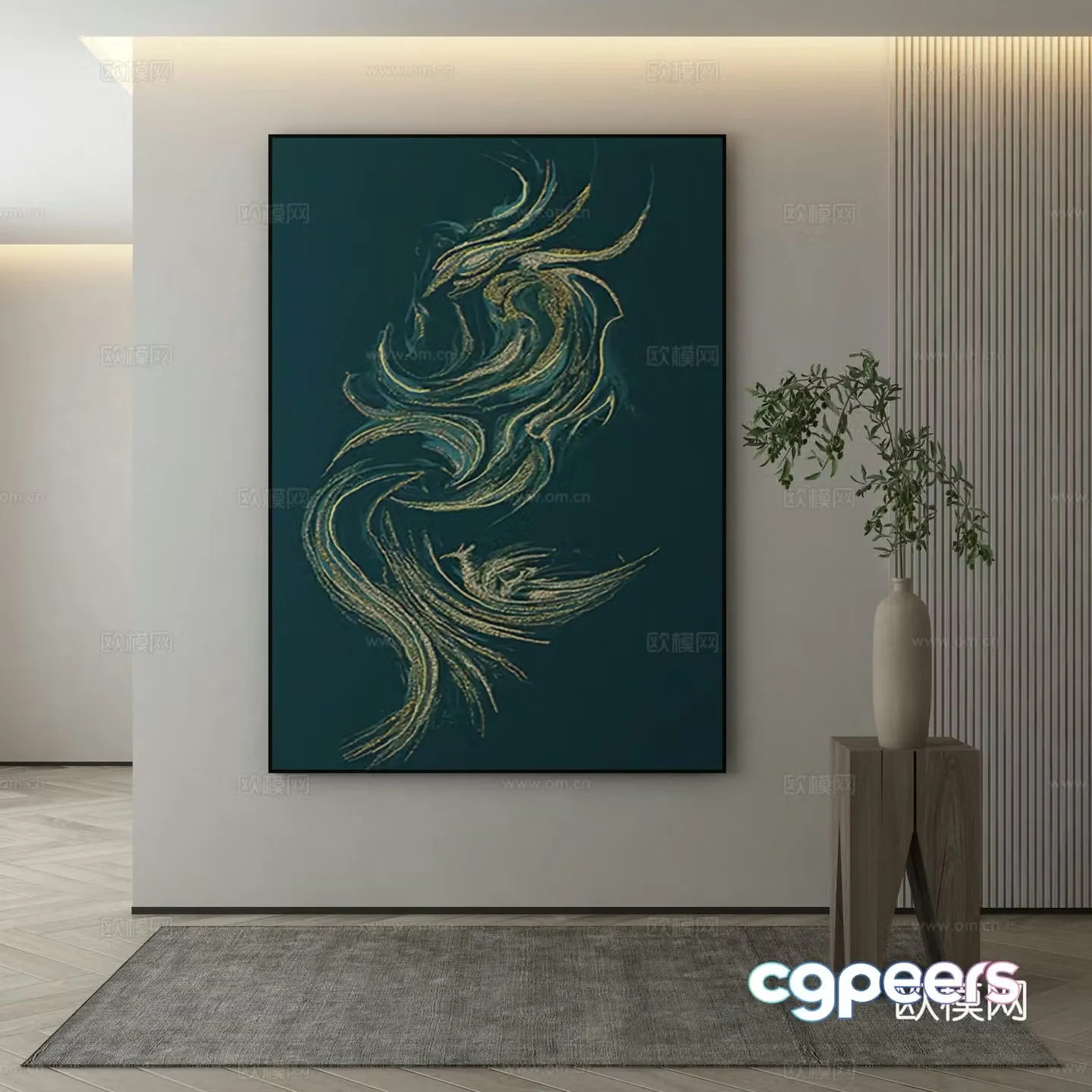New Chinese style wasabi paintings oil paintings 3D model