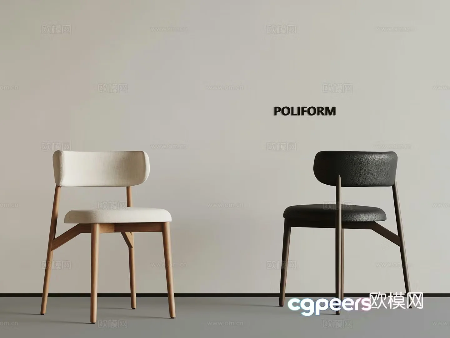 Medium style chair dining chair 3d model