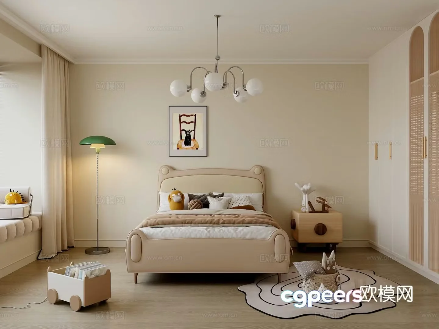 Cream style universal children’s room 3d model