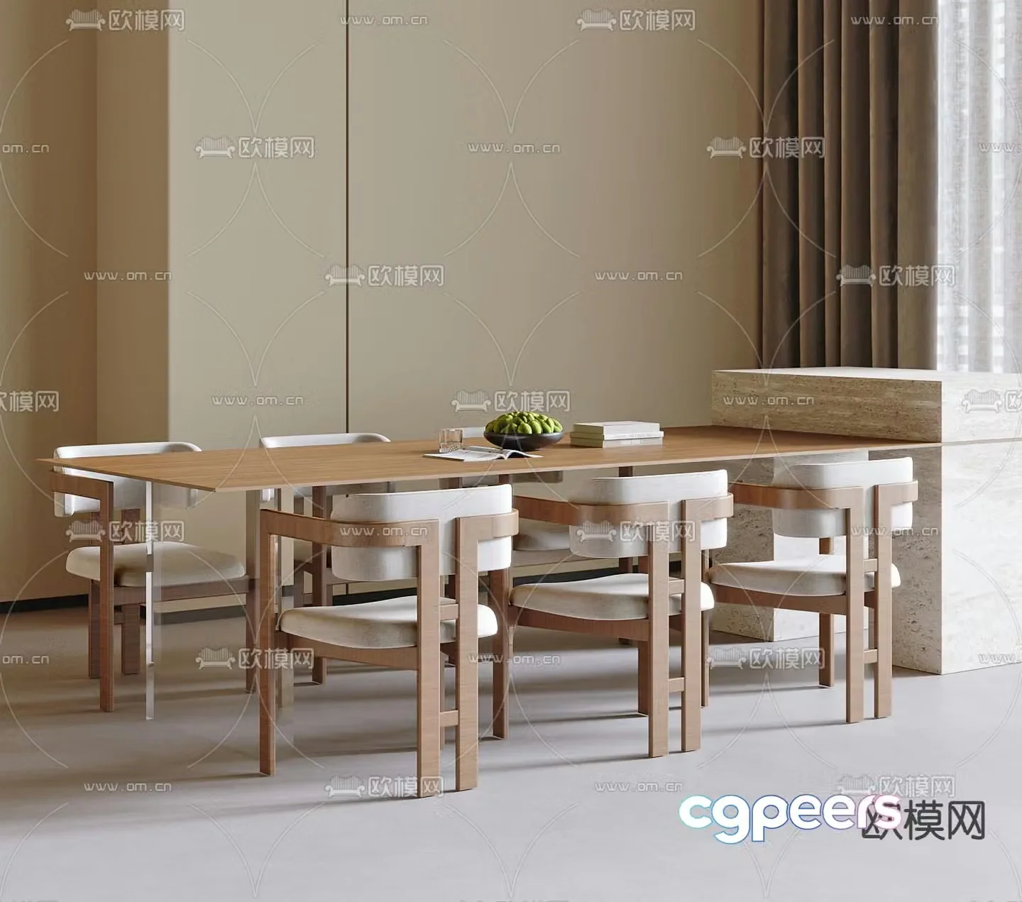 Nakajima dining table and chairs 3d model