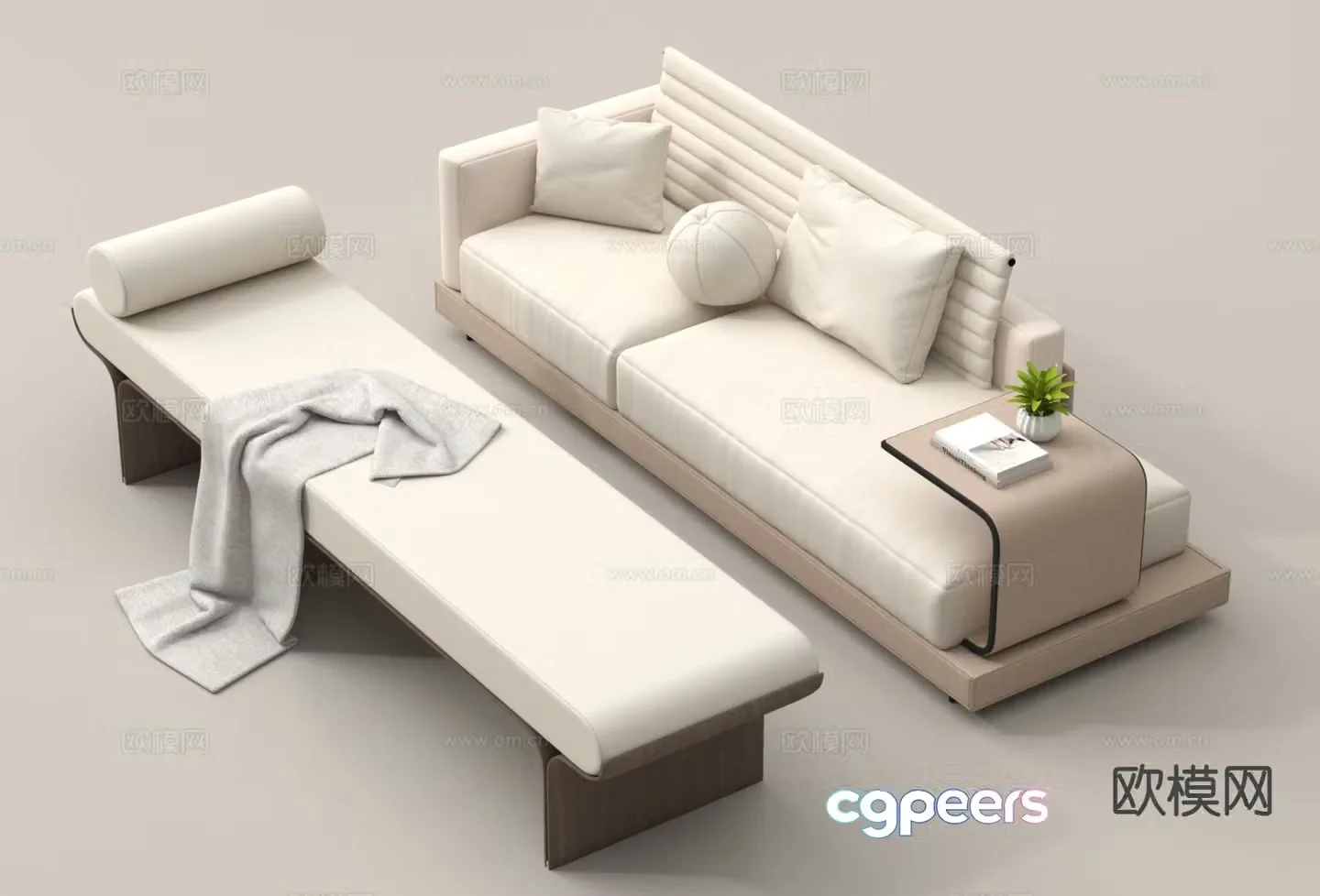 Modern chaise longue chaise longue 3D model