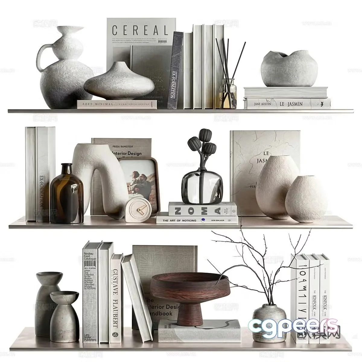 Modern decorative ornaments Books Vases Flower Art Decorative Coffee Table Ornaments Wall Decoration 3D Model