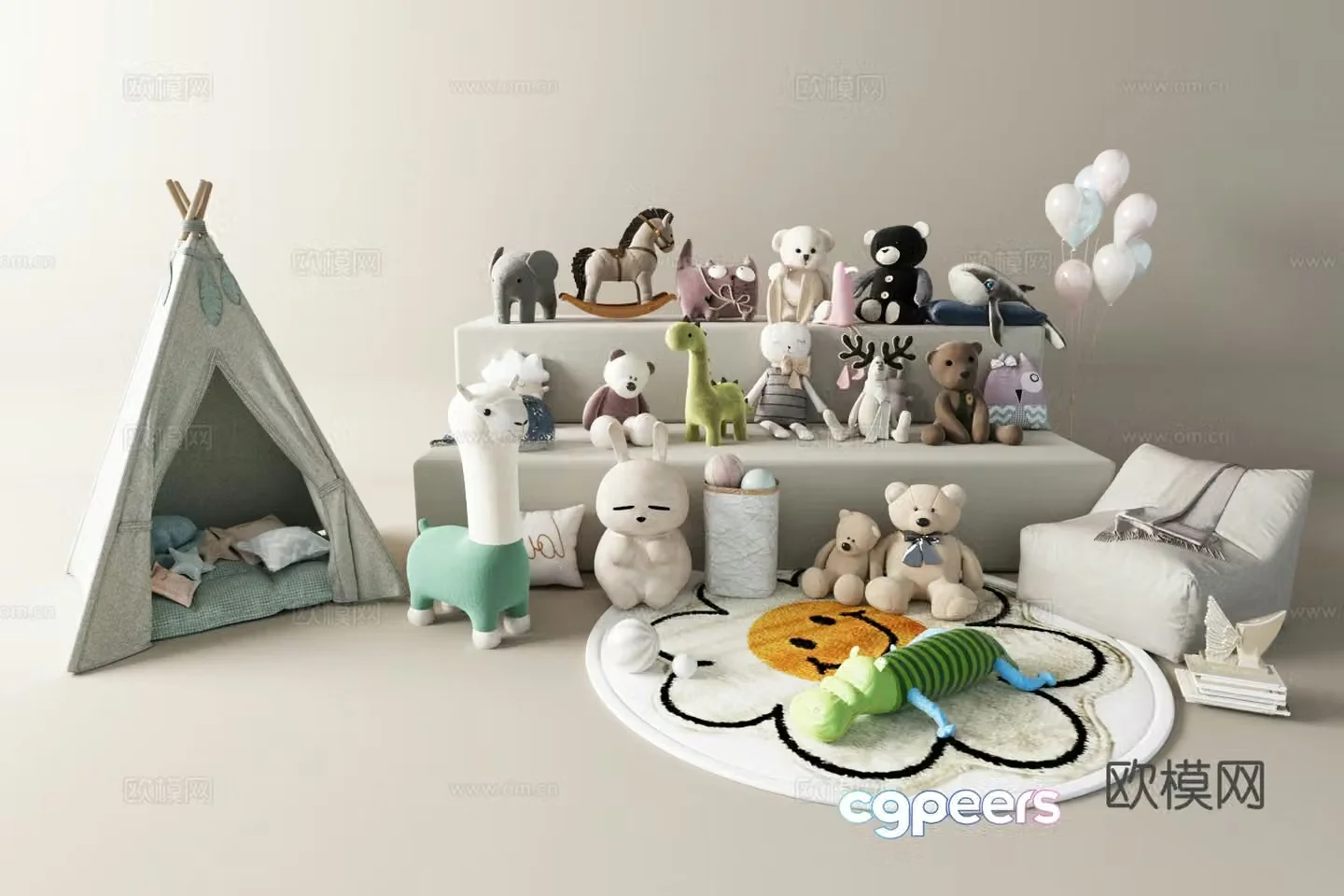 Modern toy doll combination Plush toy Plush doll 3d model