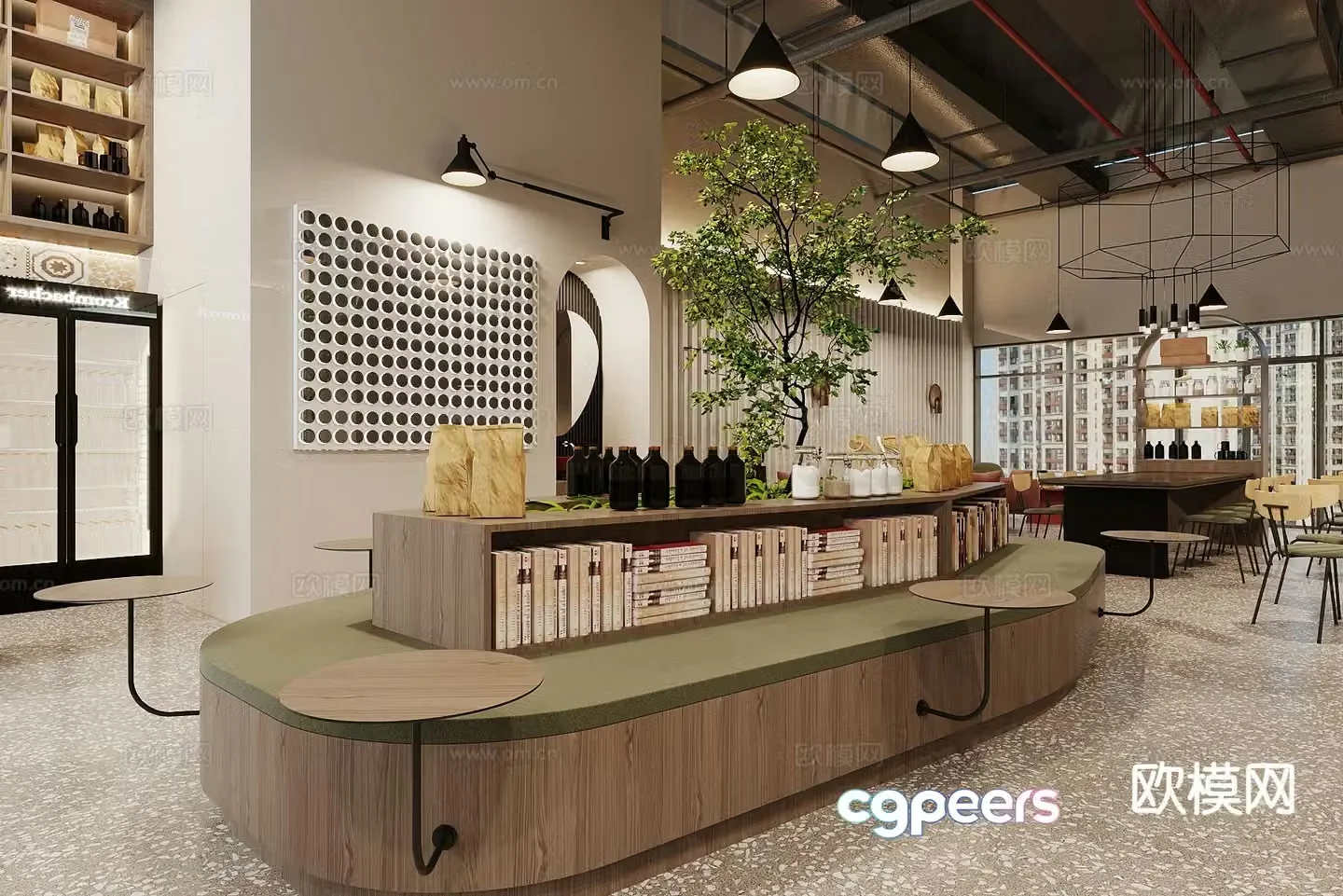 Modern cafe Book bar 3d model