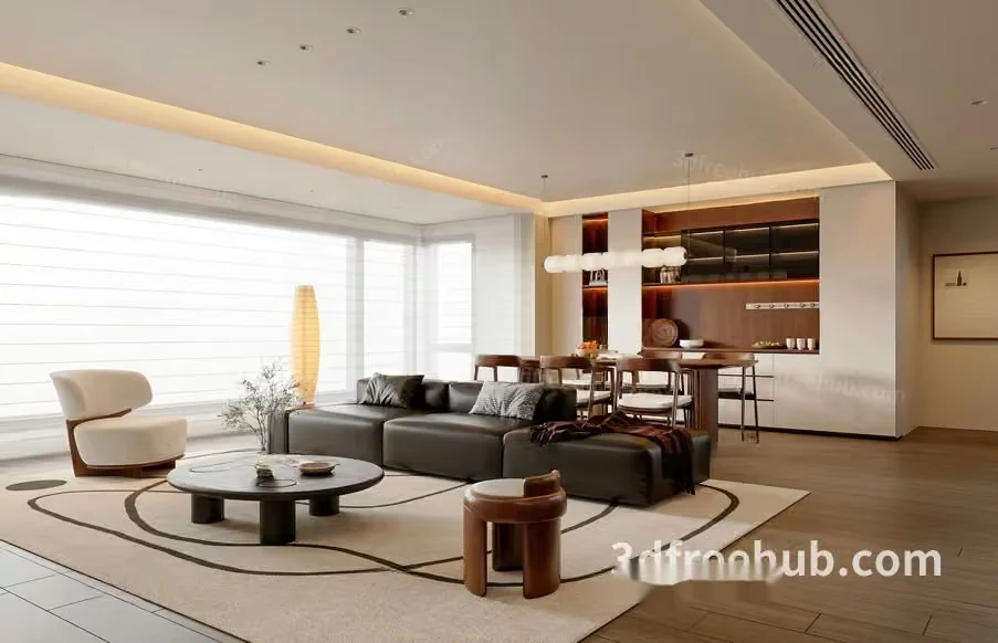 Modern Living Room 3D Model – 20156 – VRAY Render