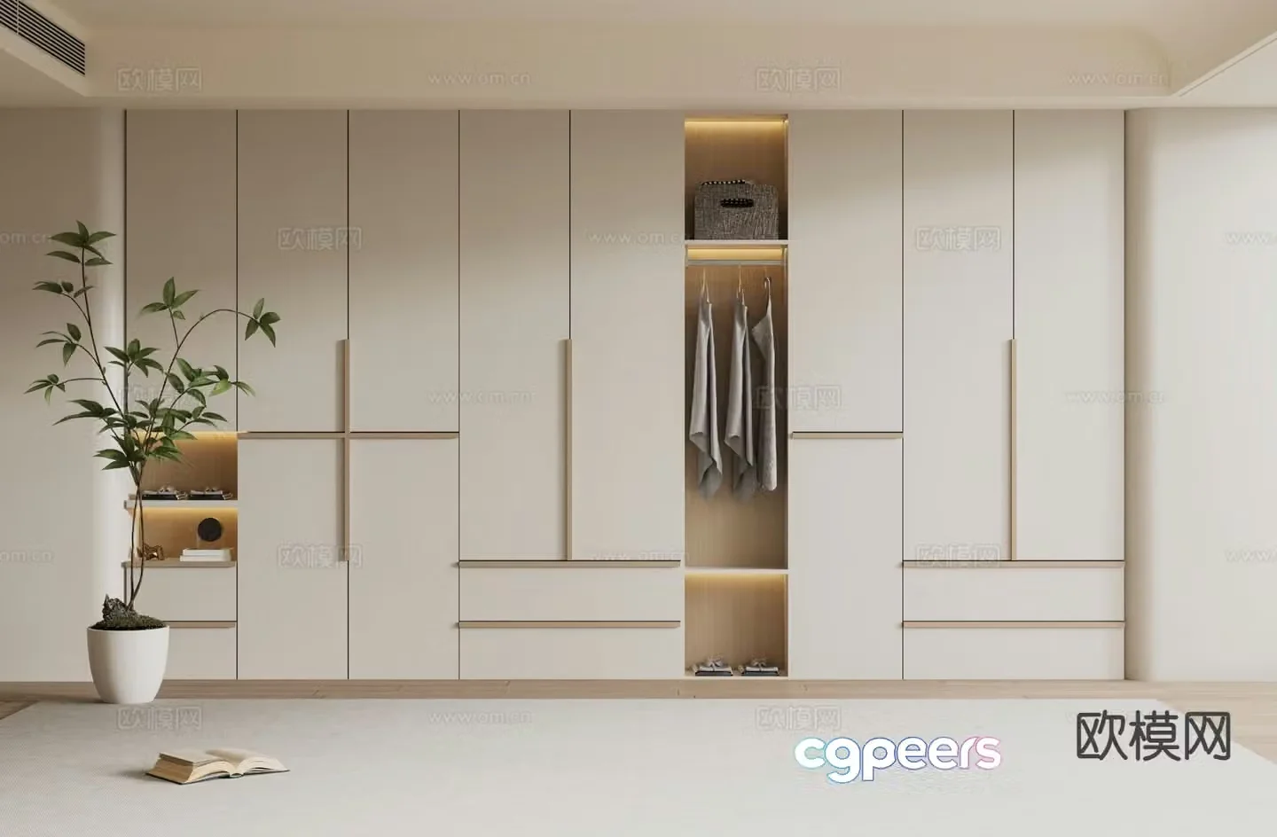 Cream style wardrobe 3d model