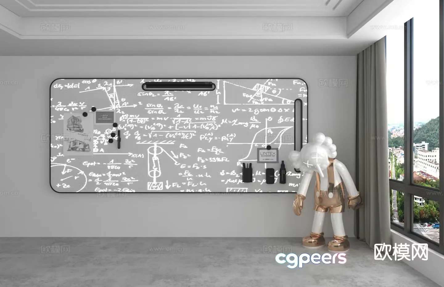 Office whiteboard note board writing pad 3d model
