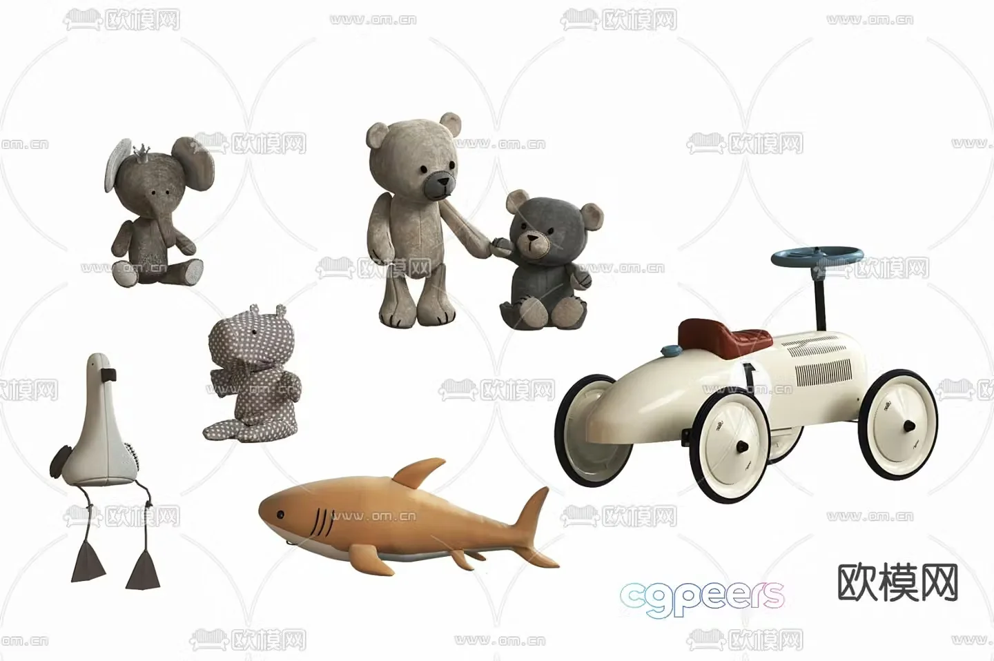 Plush toy doll doll children’s car 3d model