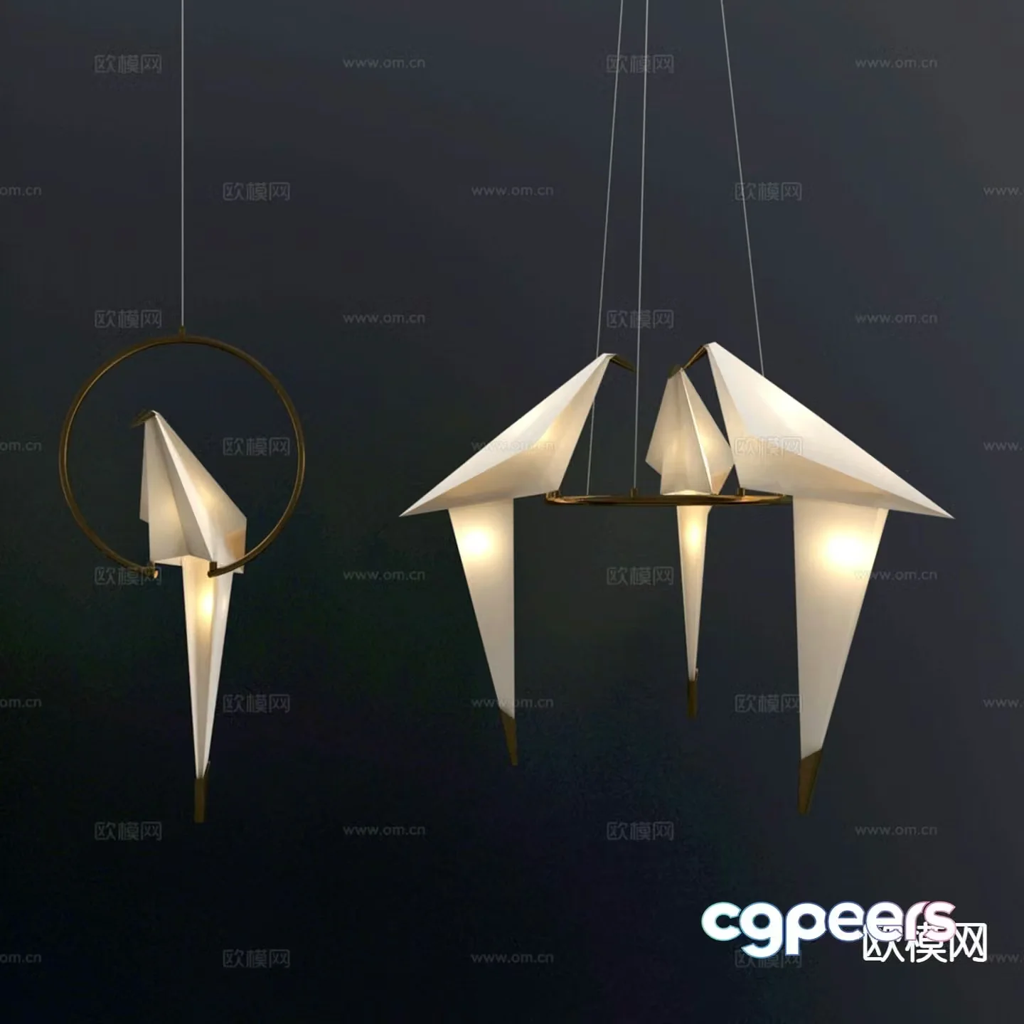Light luxury bird chandelier 3D model