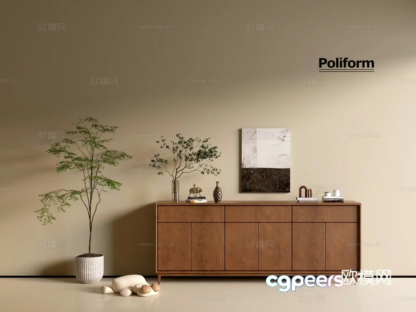 Modern wood grain cabinet ins wind minimalist wind cabinet whole cabinet sideboard balcony cabinet storage 3D model