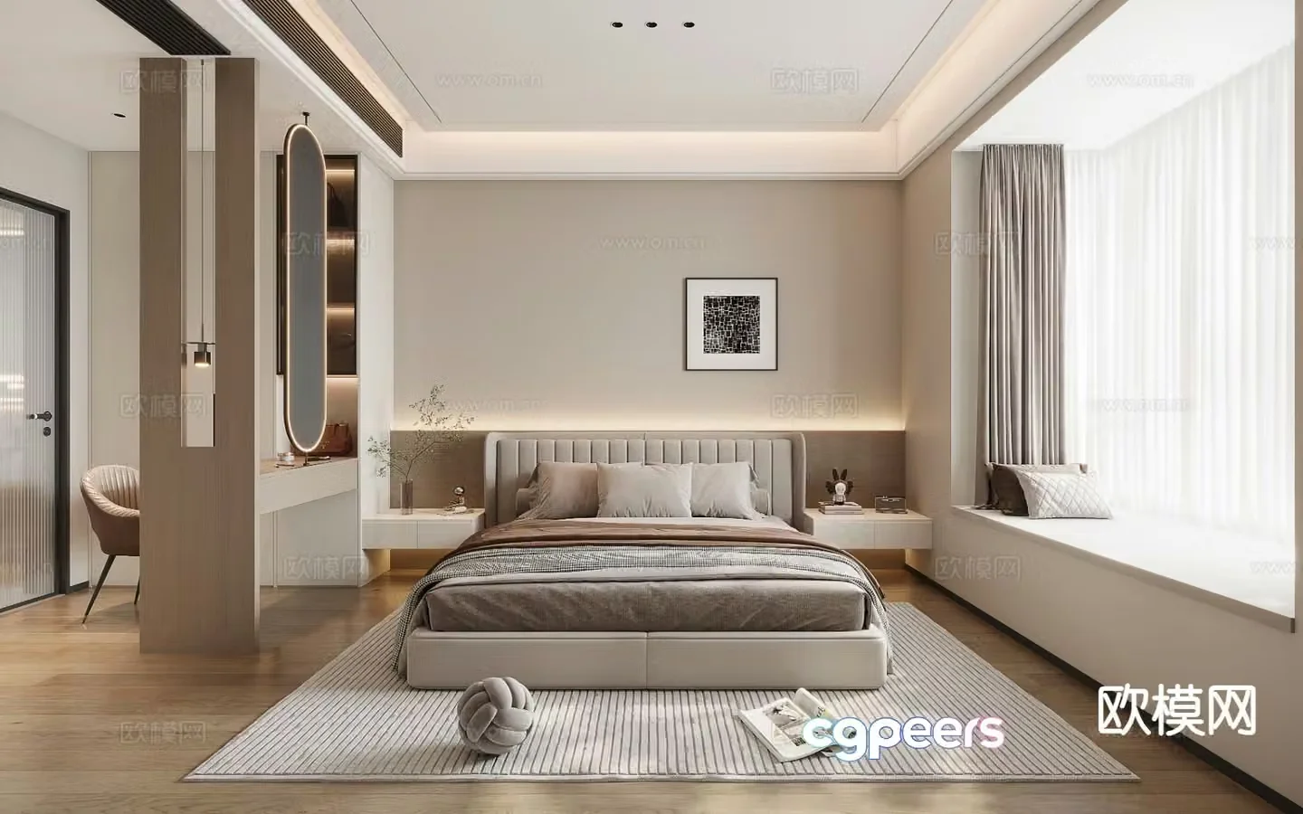 Cream style bedroom master bedroom 3d model