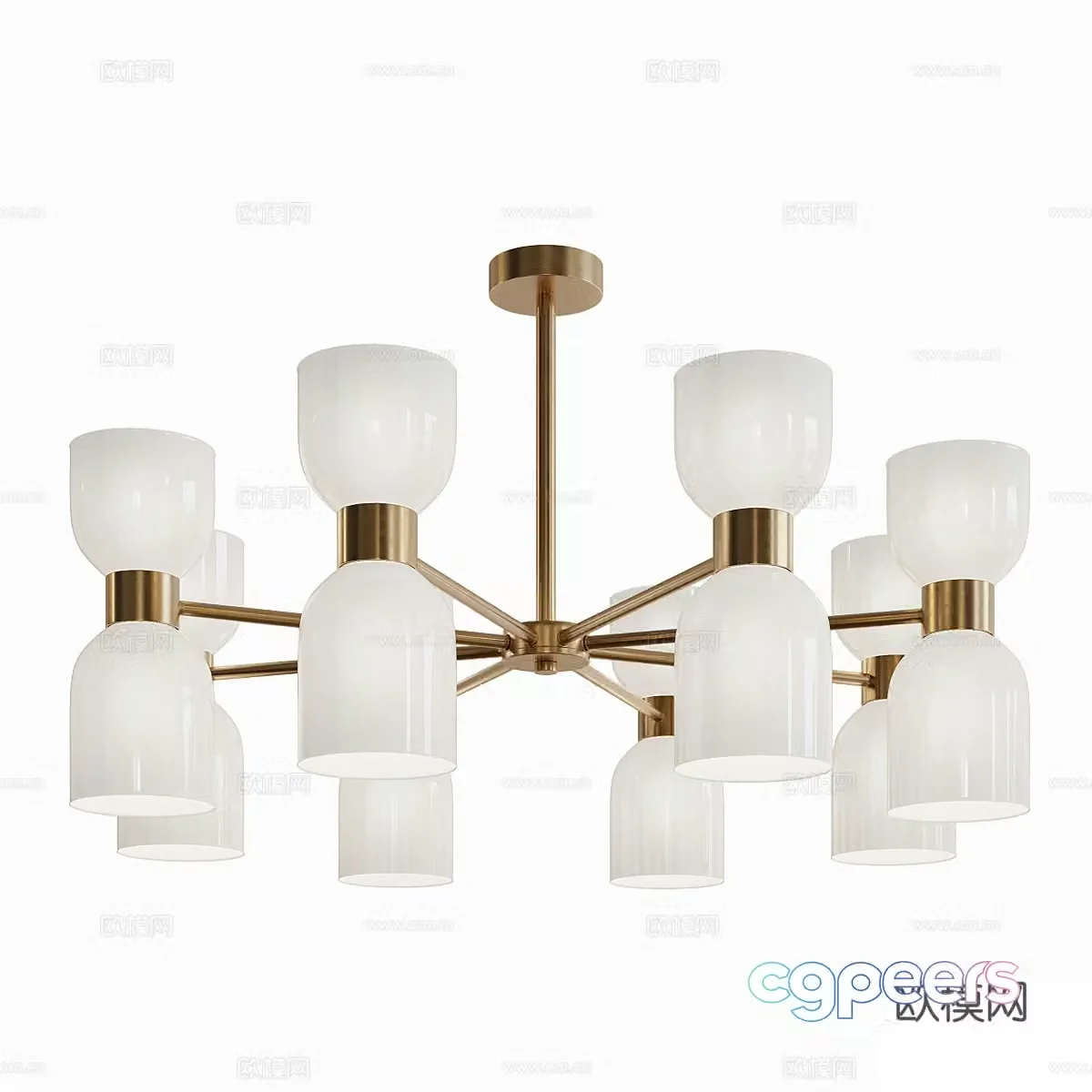 Modern light luxury multi-head decorative chandelier 3d model