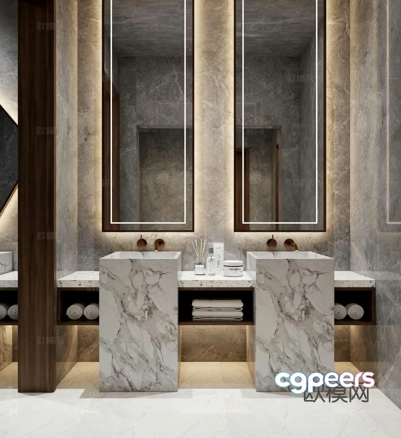 Light luxury bathroom wash basin 3D model