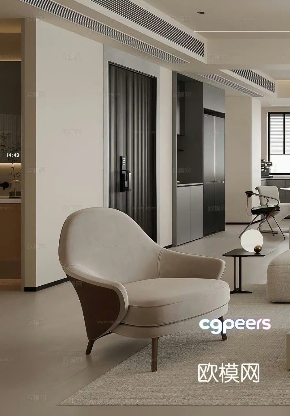 Modern leisure chair side table corner table coffee table entrance door simple G6633d model