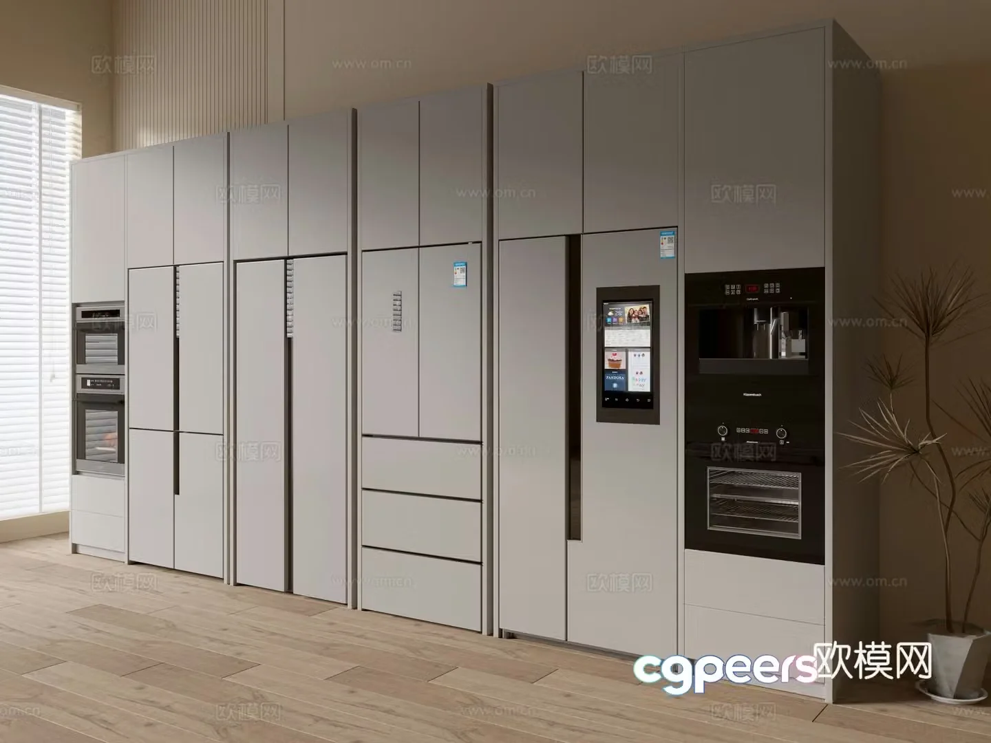 Embedded refrigerator double -door refrigerator smart refrigerator 3D model