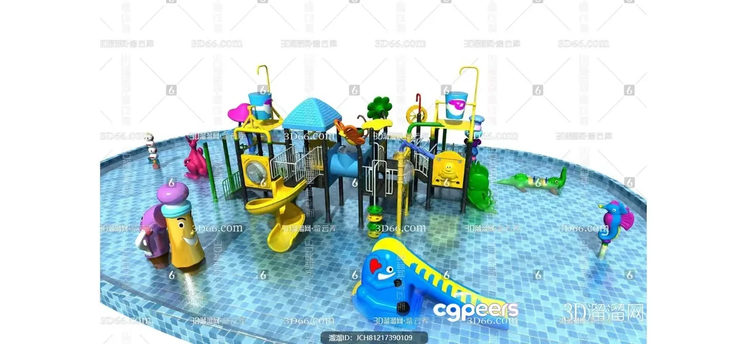A 3D Rendering Of A Colorful Playground 3D Model – 8587 – VRAY Render