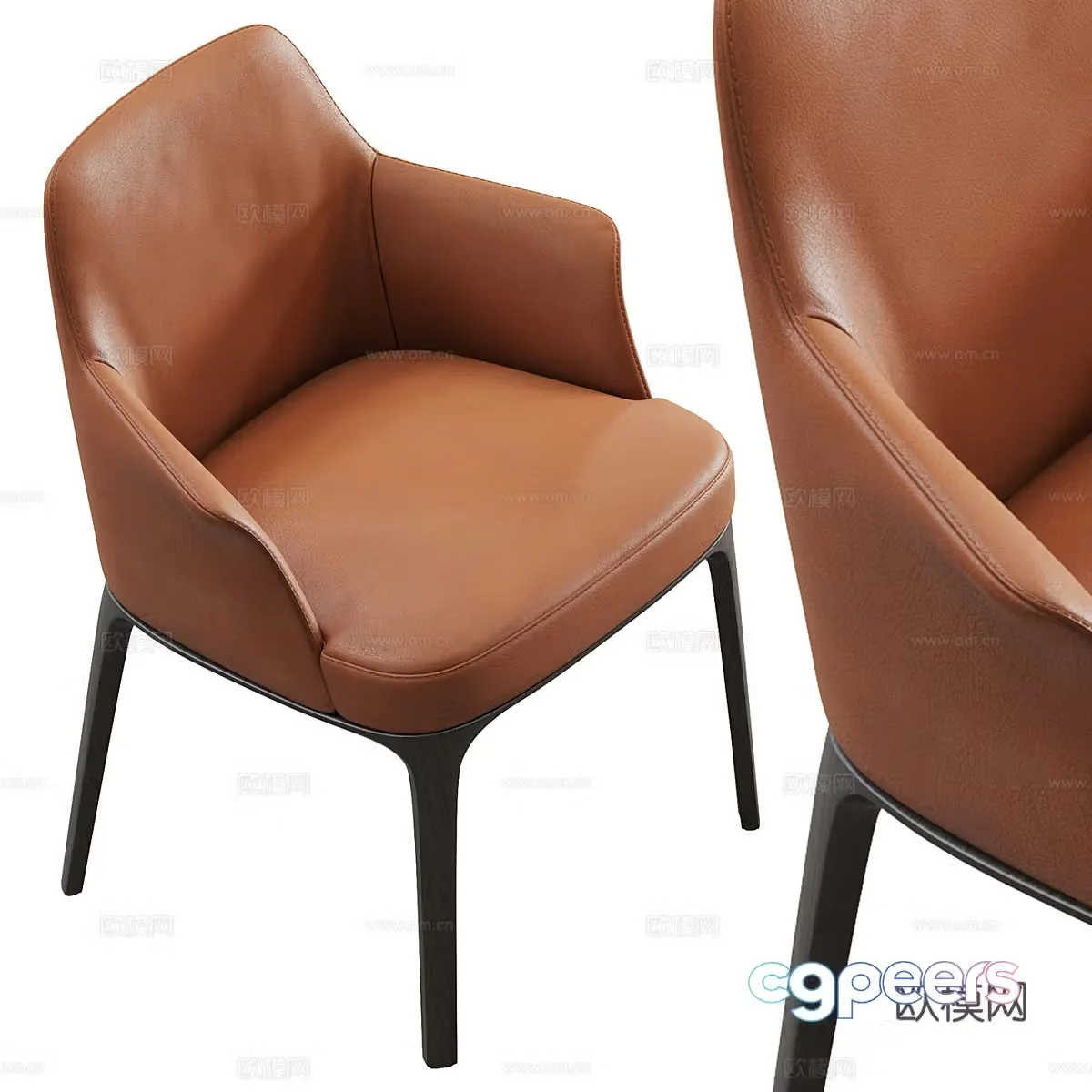 Modern single chair dining chair 3d model
