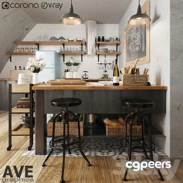 3ds Max Free – AVE Kitchen bar volume