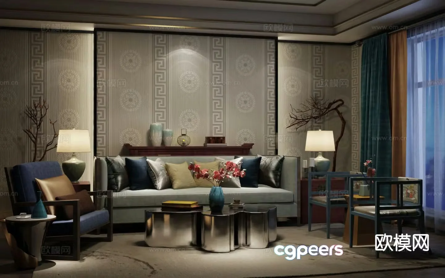 New Chinese style living room 3d model