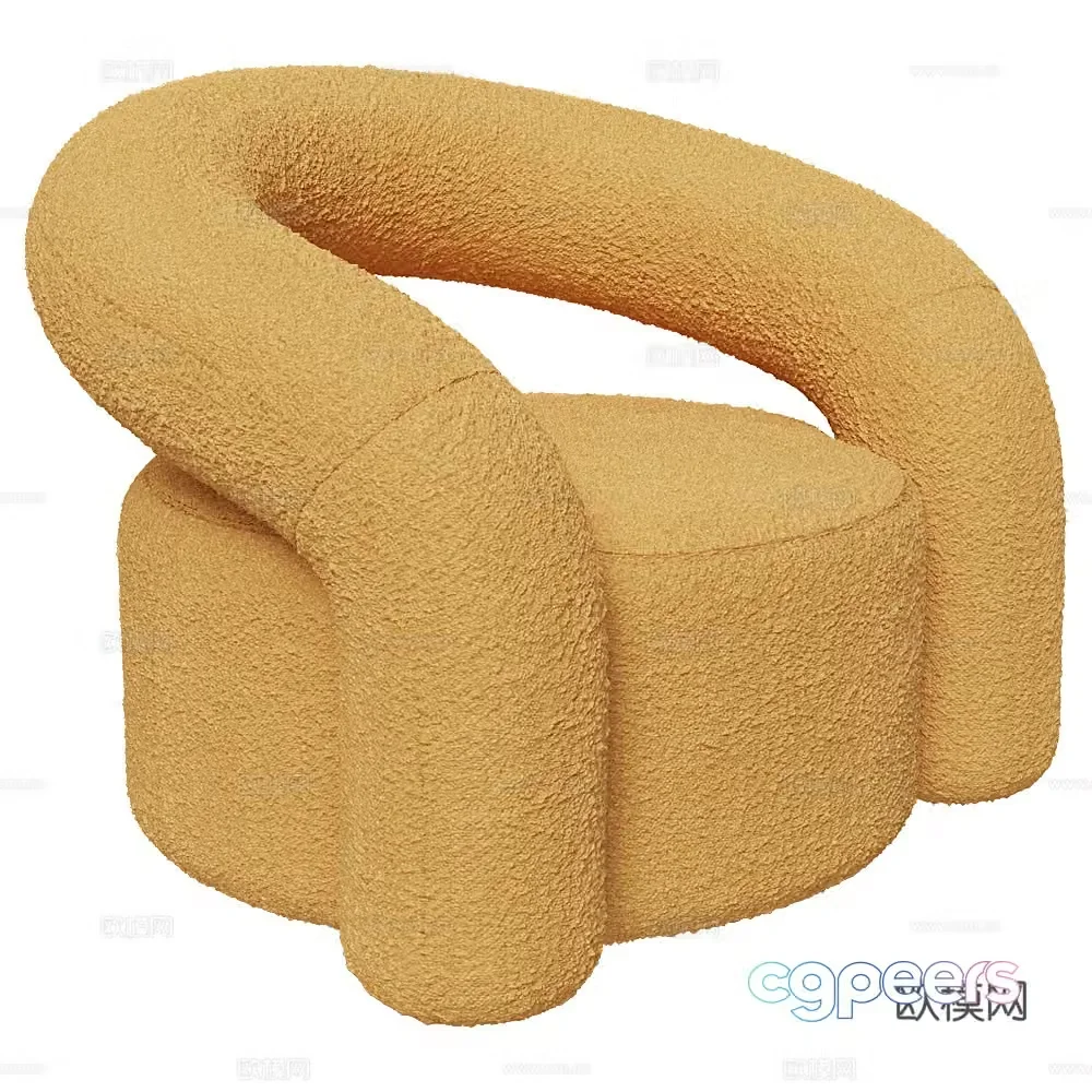 Modern Italian cream style fabric armchair 3d model