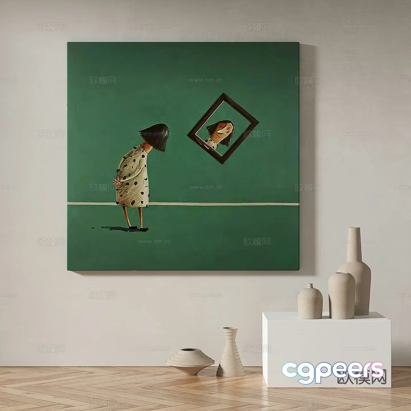 Modern minimalist abstract decorative painting 3d model