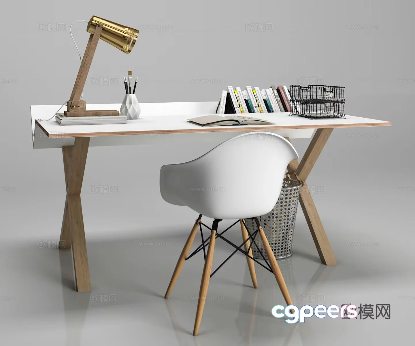 Modern Minimalist Desk Setup 3D Model – 9769 – VRAY Render
