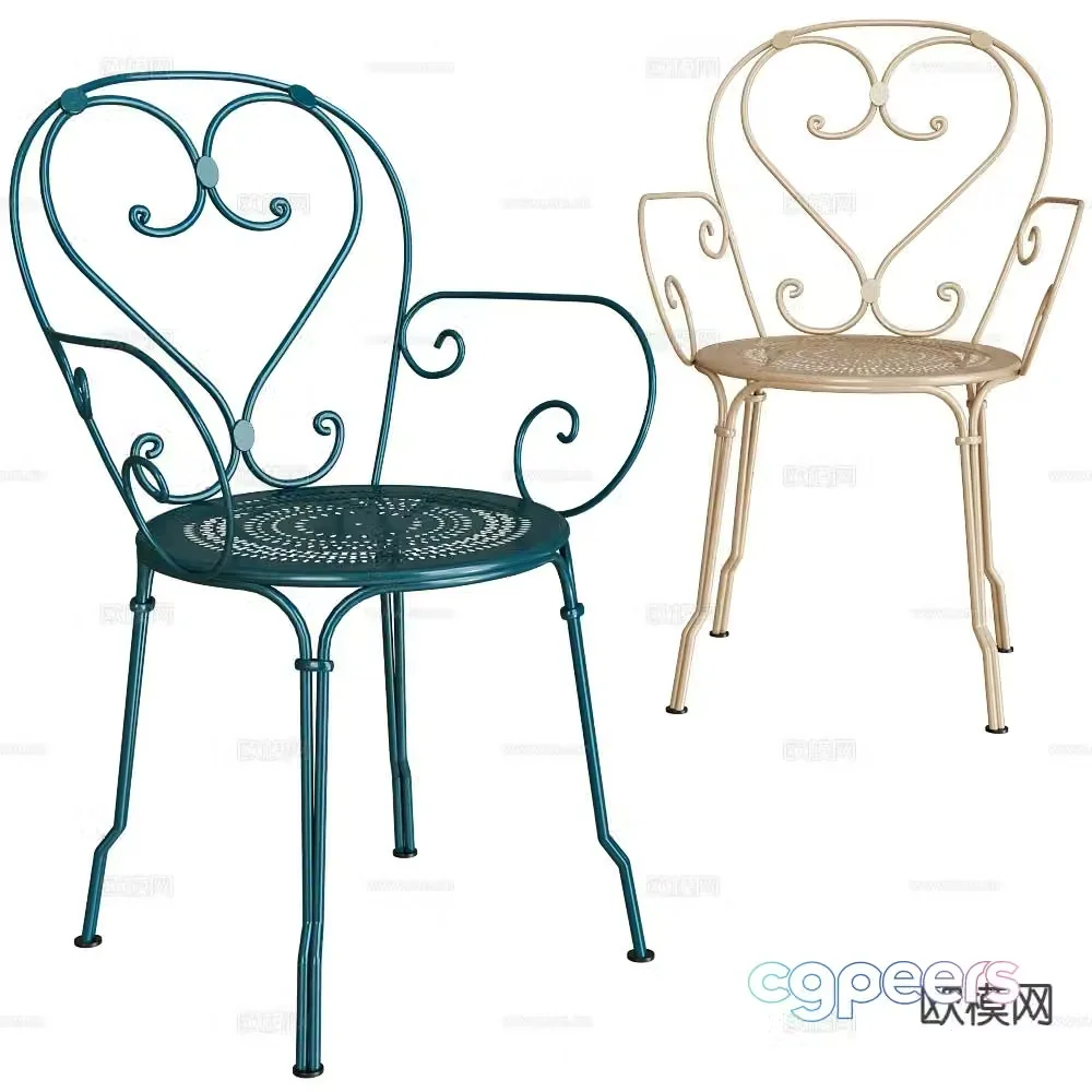 Fermob simple European chair dining chair 3d model