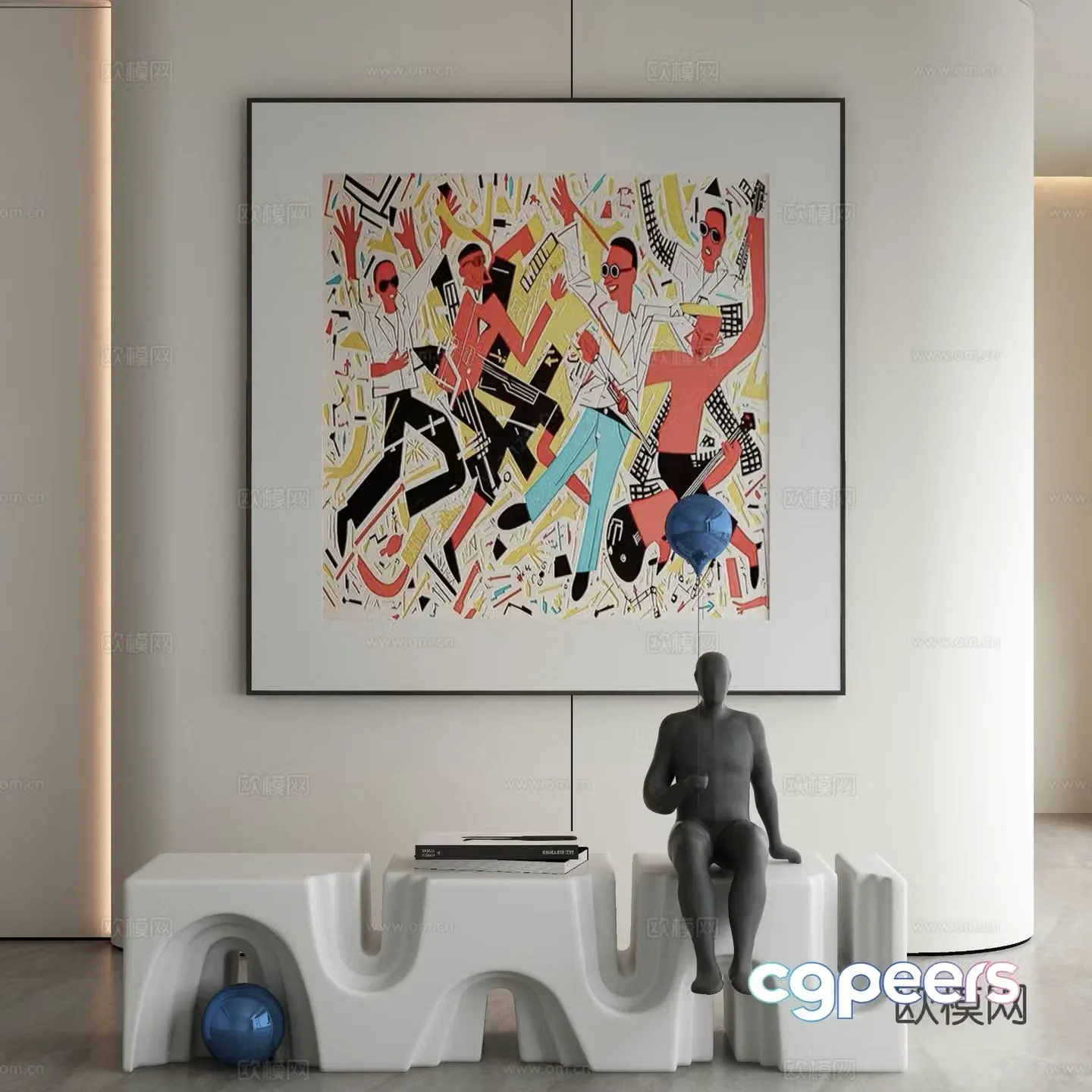 Modern abstract painting decorative painting 3d model
