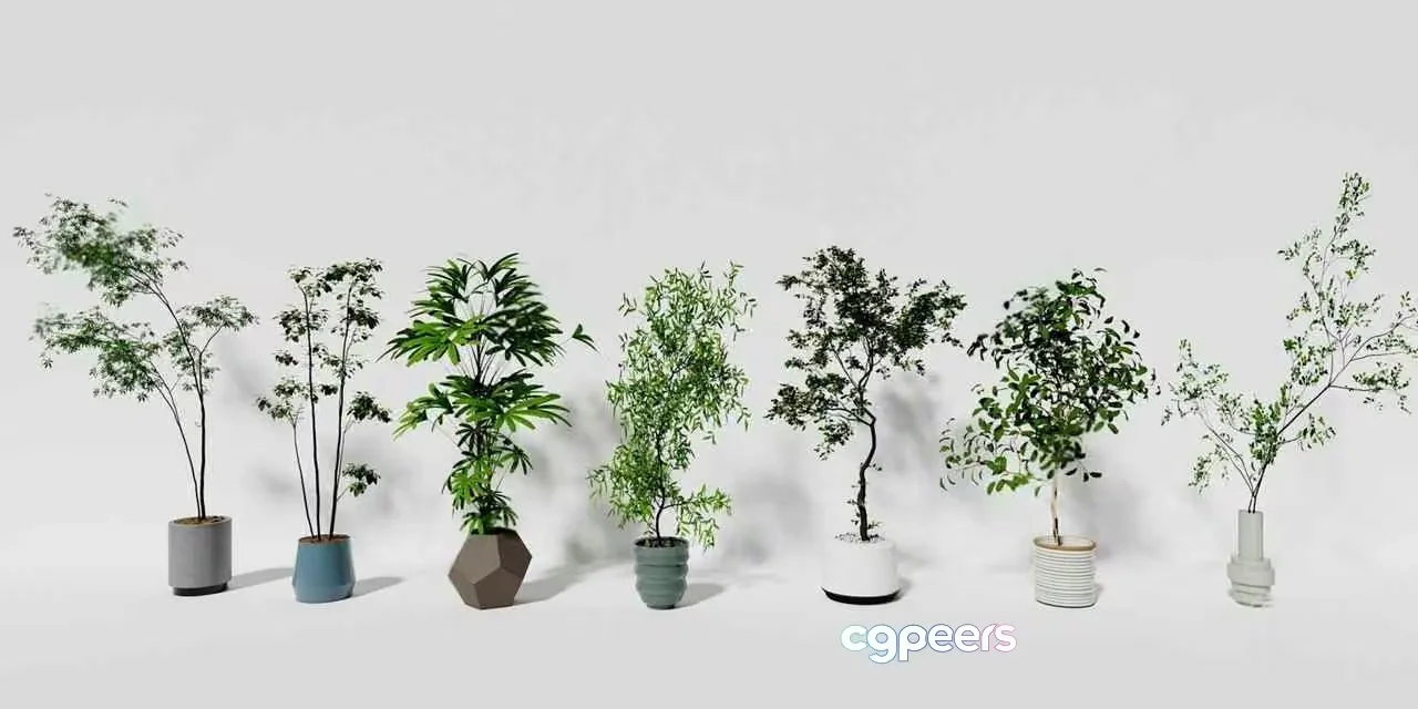 Green Potted Plants 3D Model – 13798 – CORONA Render