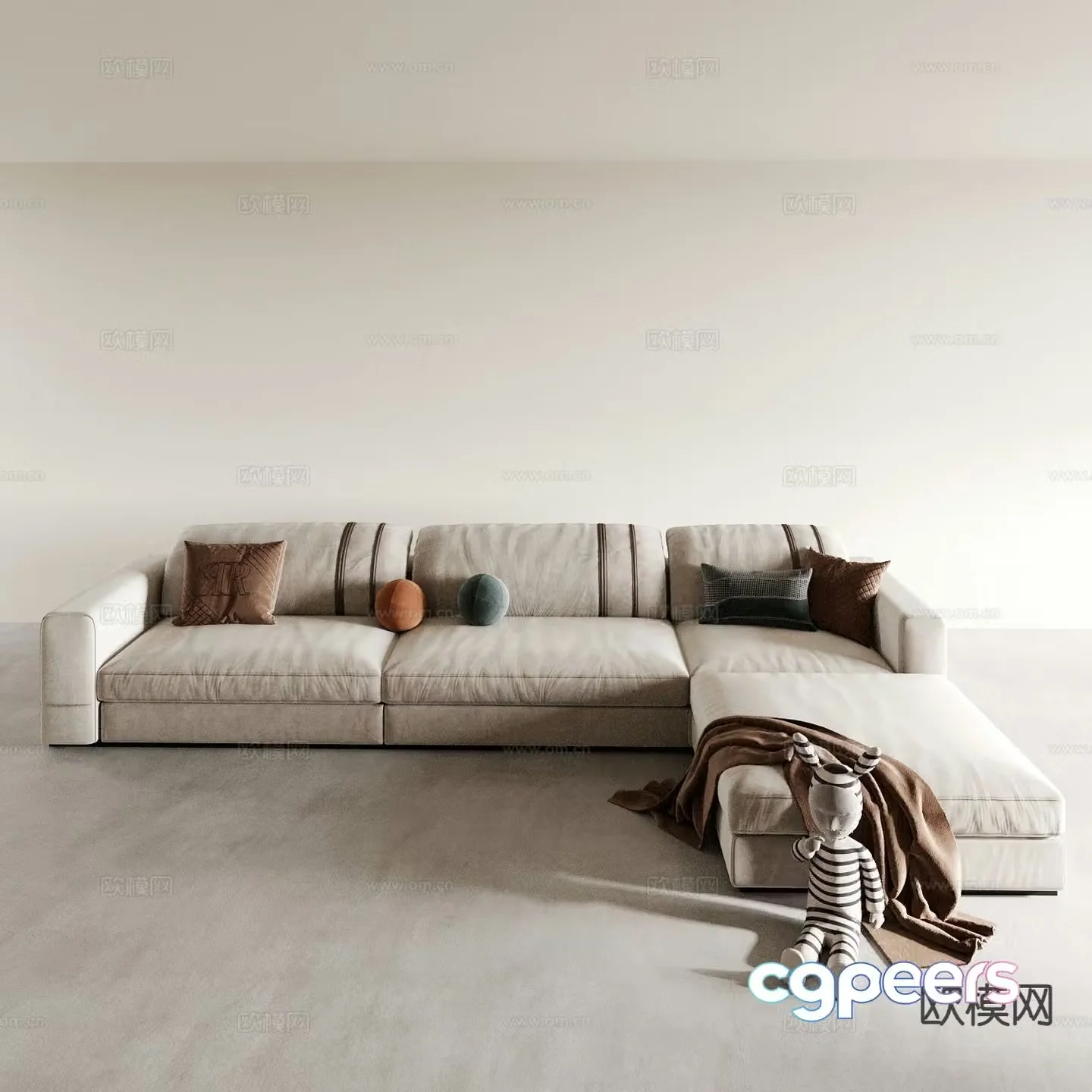 Modern corner sofa multi-person sofa L-shaped sofa 3d model