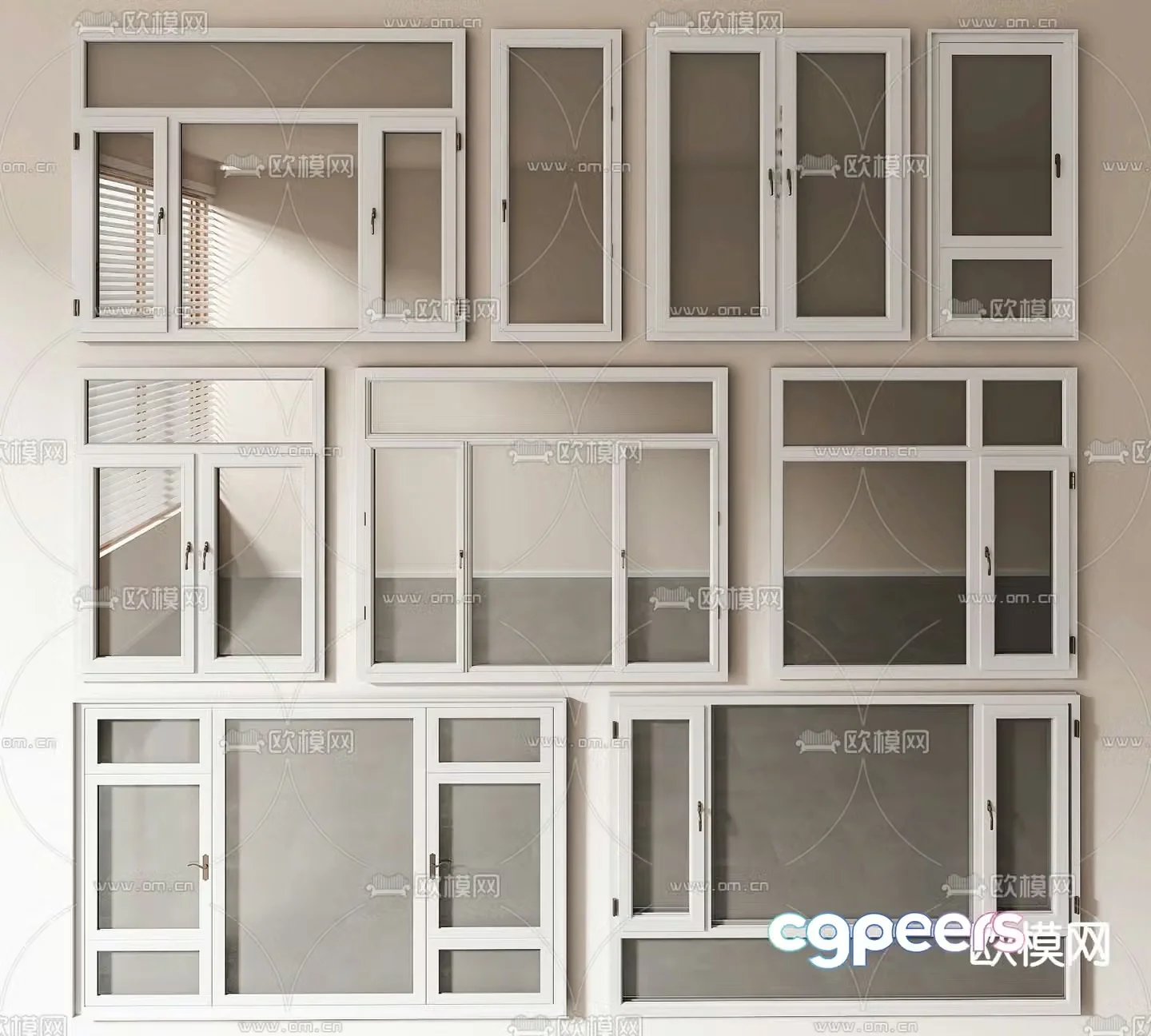 Aluminum alloy windows Floor to ceiling windows Window frames Casement windows Bath windows Flange windows 3D model