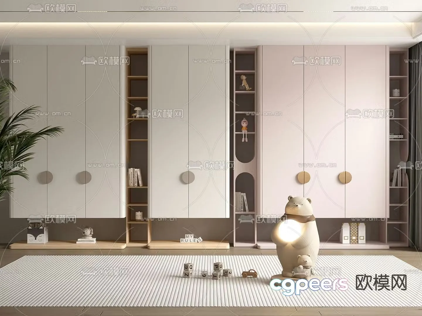 Children’s Wardrobe Children’s Bookcase 3D Model